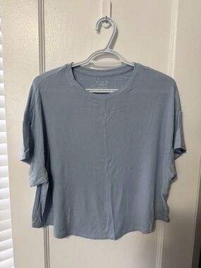 Light Blue Cropped Boxy Ribbed Tee